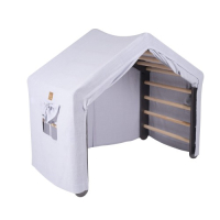 Wooden climbing house - Gray and Blue House with ladder in gray color